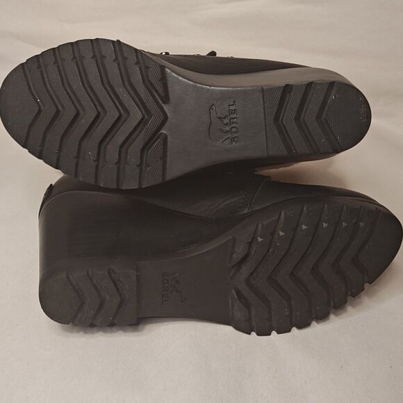 Sorel After Hours Lace Up Boot Women's 6.5 Black Leather Shearling Top Roll - Picture 8 of 11